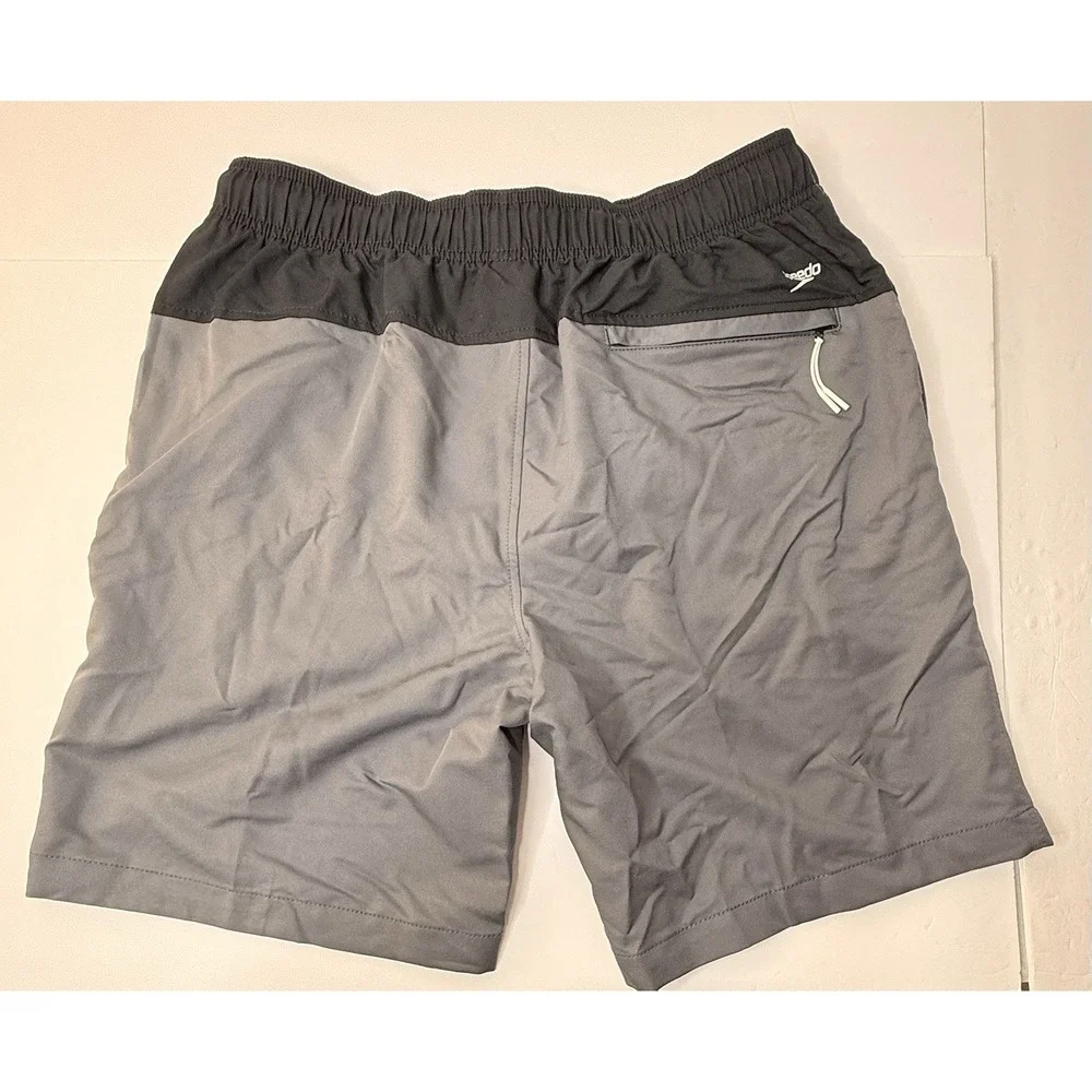 Speedo Men's Size L Gray Mesh‎ Lined Marina Long Volley Swim Trunks Summer New